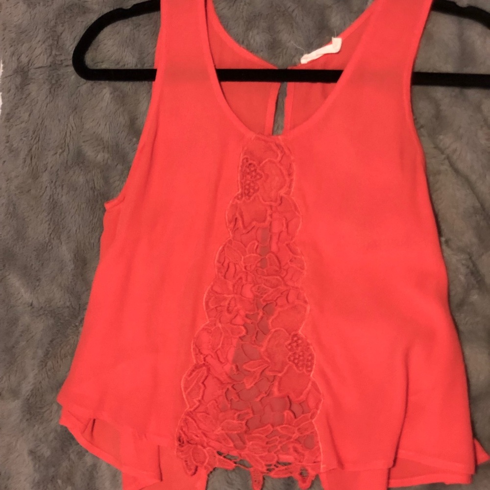 Coral peach lace top